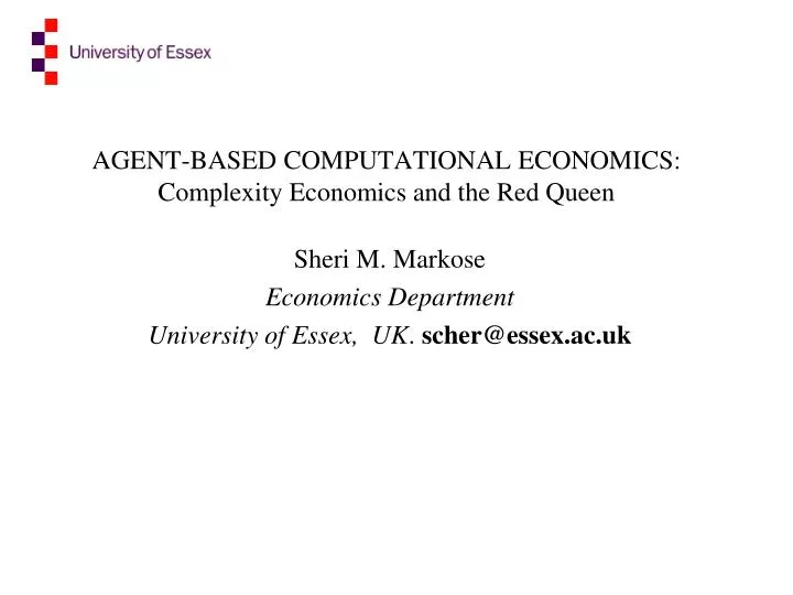 agent based computational economics complexity economics and the red queen