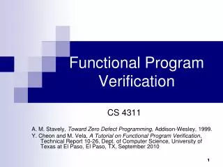 Functional Program Verification