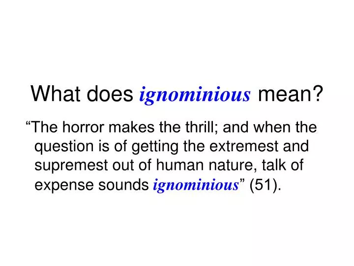 what does ignominious mean