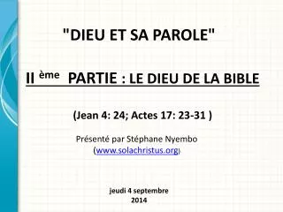 dieu et sa parole