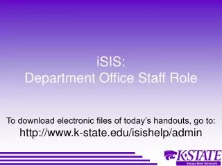 iSIS: Department Office Staff Role