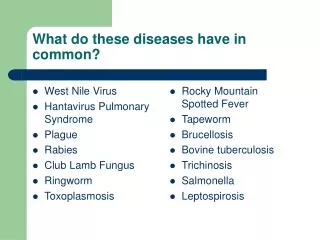 What do these diseases have in common?