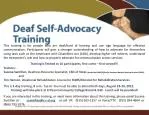 Empowerment Training for Deaf/Hard of Hearing Individuals Using Sign Language - slide 1