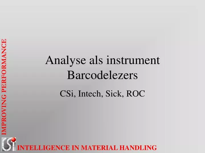 analyse als instrument barcodelezers