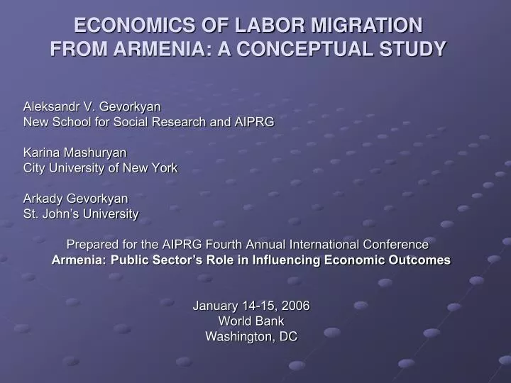 economics of labor migration from armenia a conceptual study