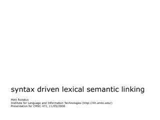 syntax driven lexical semantic linking