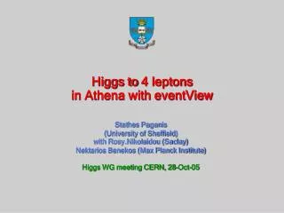 Higgs to 4 leptons in Athena with eventView