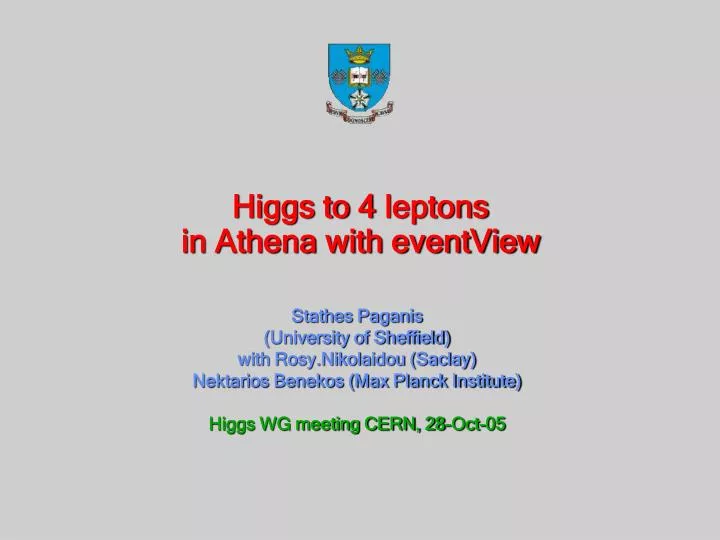 higgs to 4 leptons in athena with eventview