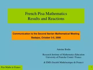 French Pisa Mathematics Results and Reactions