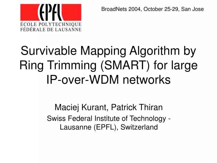 survivable mapping algorithm by ring trimming smart for large ip over wdm networks