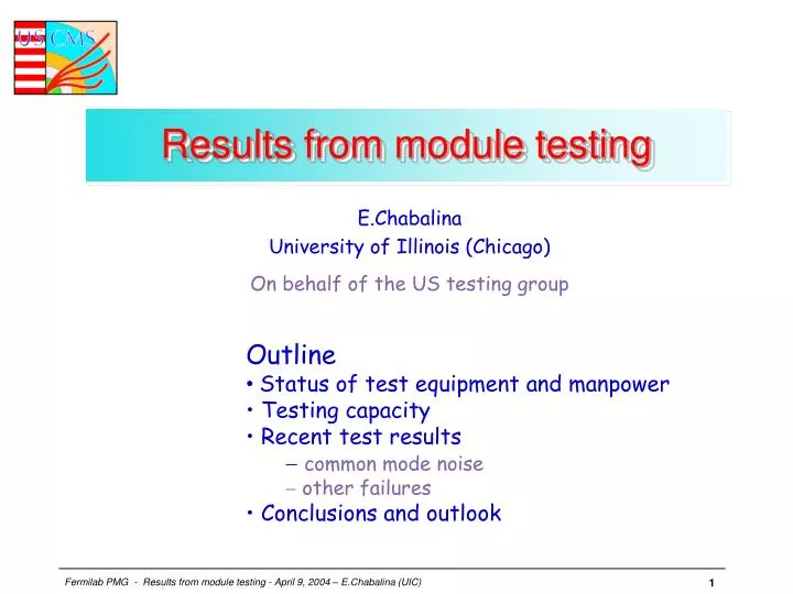 results from module testing