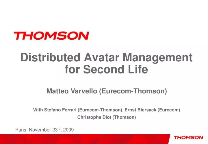 distributed avatar management for second life