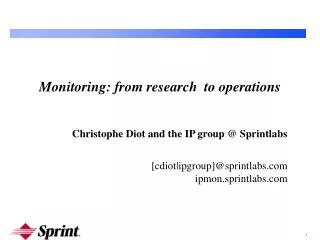 Monitoring: from research to operations