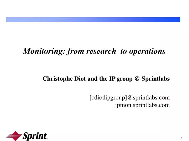 monitoring from research to operations