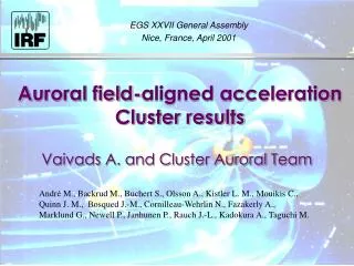 A uroral field-aligned acceleration Cluster results