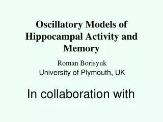 Oscillatory Models of Hippocampal Activity and Memory