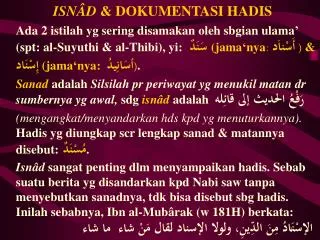 isn d dokumentasi hadis