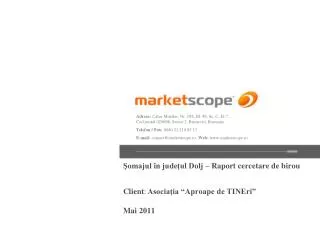 omajul n jude ul dolj raport cercetare de birou client asocia ia aproape de tineri mai 2011