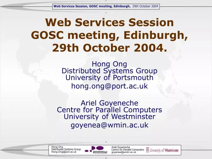 web services session gosc meeting edinburgh 29th october 2004