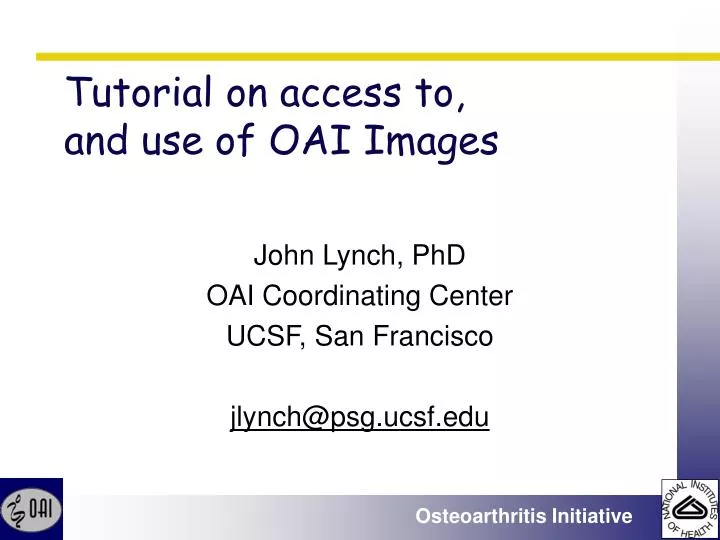 tutorial on access to and use of oai images