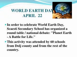 WORLD EARTH DAY APRIL 22