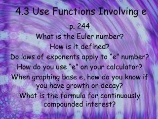 4.3 Use Functions Involving e