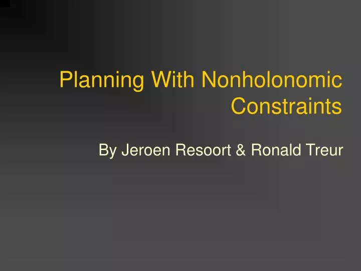 planning with nonholonomic constraints
