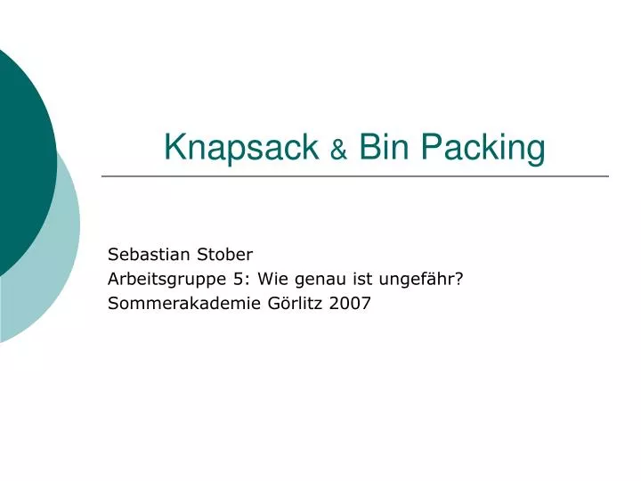 knapsack bin packing