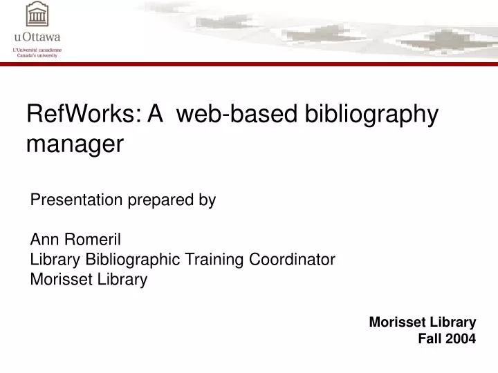 refworks a web based bibliography manager