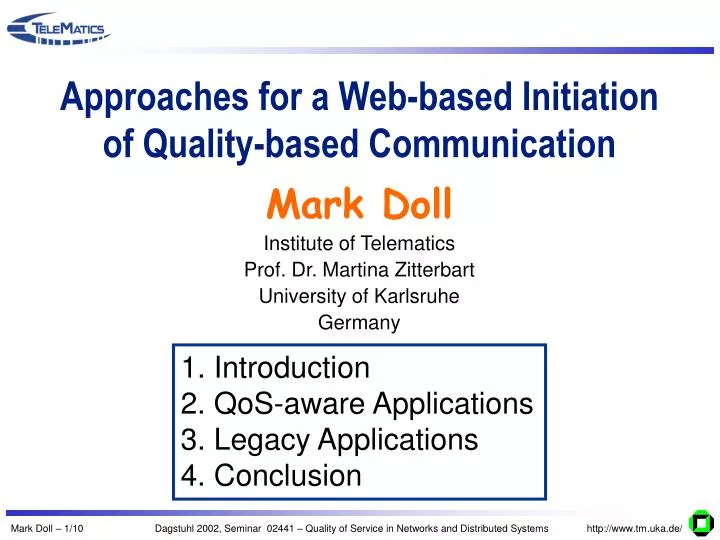 approaches for a web based initiation of quality based communication