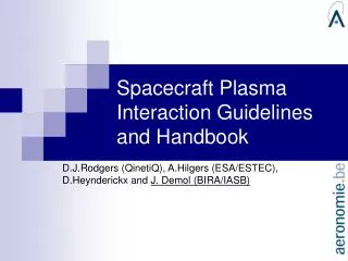 Spacecraft Plasma Interaction Guidelines and Handbook