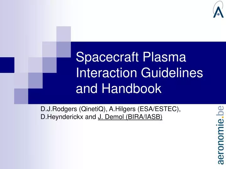 spacecraft plasma interaction guidelines and handbook