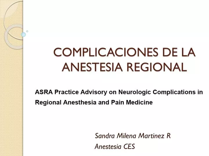 complicaciones de la anestesia regional