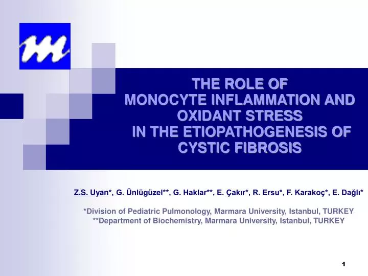 the role of monocyte inflammation and oxidant stress in the etiopathogenesis of cystic fibrosis