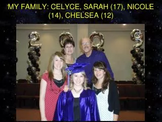 MY FAMILY: CELYCE, SARAH ( 17 ), NICOLE ( 14 ), CHELSEA ( 12 )