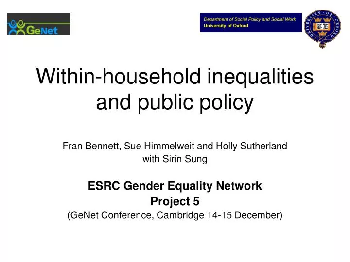within household inequalities and public policy