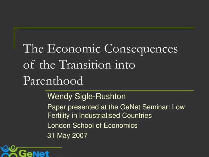 the economic consequences of the transition into parenthood