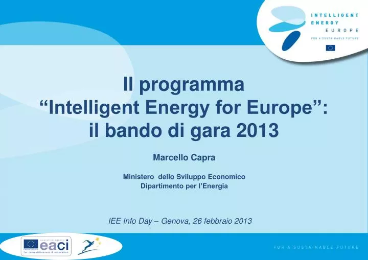 il programma intelligent energy for europe il bando di gara 2013