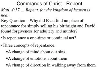 Commands of Christ - Repent