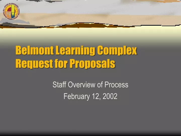 belmont learning complex request for proposals