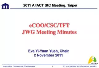 eCOO/CSC/TFT JWG Meeting Minutes