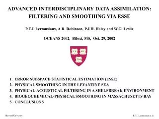 ADVANCED INTERDISCIPLINARY DATA ASSIMILATION: FILTERING AND SMOOTHING VIA ESSE