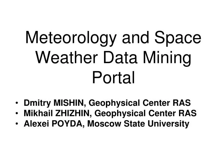 meteorology and space weather data mining portal