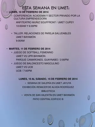 esta semana en umet