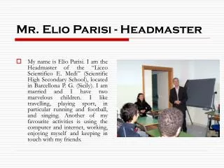 Mr. Elio Parisi - Headmaster