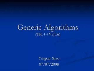 Generic Algorithms (TIC++V2:C6)