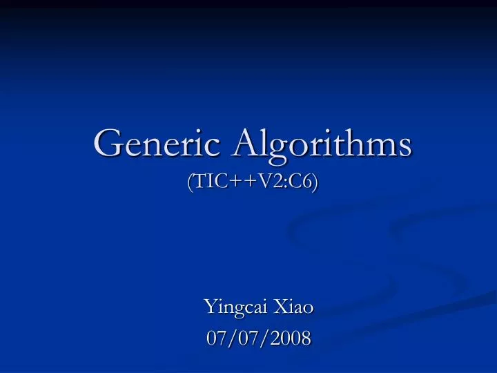 generic algorithms tic v2 c6