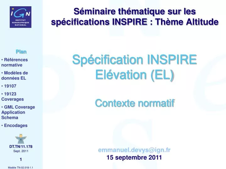 s minaire th matique sur les sp cifications inspire th me altitude