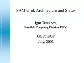 SAM Grid, Architecture and Status