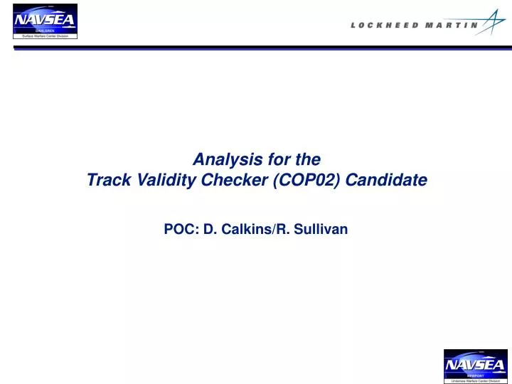 analysis for the track validity checker cop02 candidate